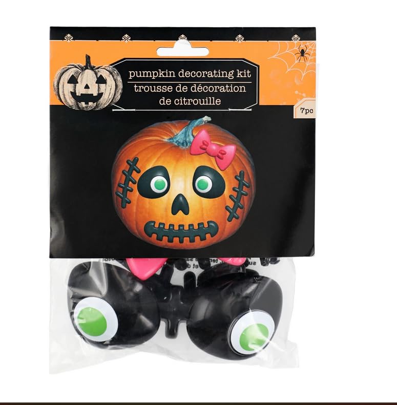 Halloween Plastic Push in Pumpkin Decorating Kits No Carving Kits 2 Sets 8 Packs Halloween Pumpkin Faces Push in