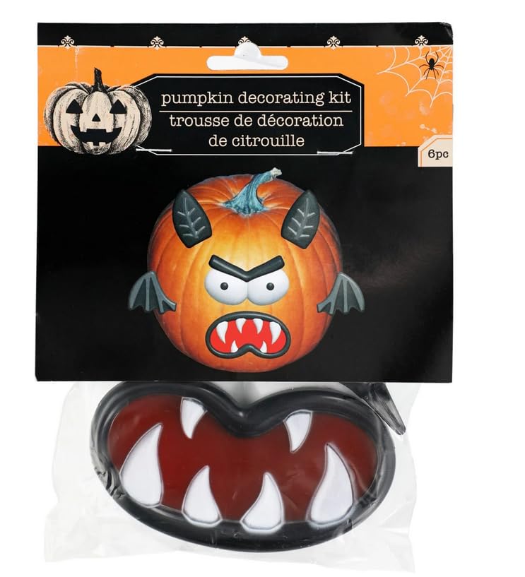 Halloween Plastic Push in Pumpkin Decorating Kits No Carving Kits 2 Sets 8 Packs Halloween Pumpkin Faces Push in