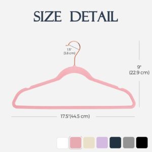 HOUSE DAY Velvet Hangers 30 Pack, Premium Clothes Hangers Non-Slip Felt Hangers, Sturdy Pink Hangers Heavy Duty Coat Hangers, Durable Suit Hangers, Space Saving 360 Rotating Rose Gold Hook