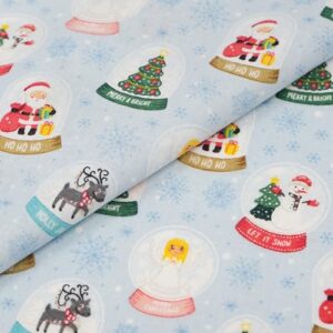 SINGER Print Fabric, 100% Cotton, Christmas Christmas SNOWGLOBES