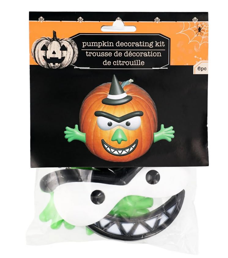 Halloween Plastic Push in Pumpkin Decorating Kits No Carving Kits 2 Sets 8 Packs Halloween Pumpkin Faces Push in