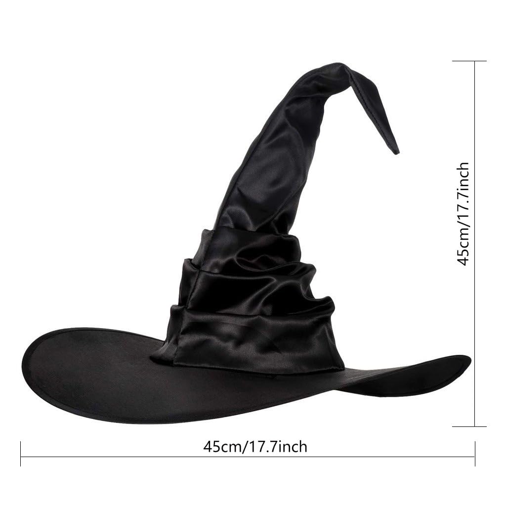 Zhzrche Halloween Witch Hats for Women Large Ruched Witch Hat Thick Ghost Festival Cosplay Prom Decoration Halloween Costume Accessory