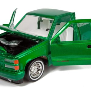 All Star Toys 1992 Chevy 454SS Pickup Lowrider Truck Candy Green 1/24 Diecast Model Motormax Get Low 79036 Exclusive