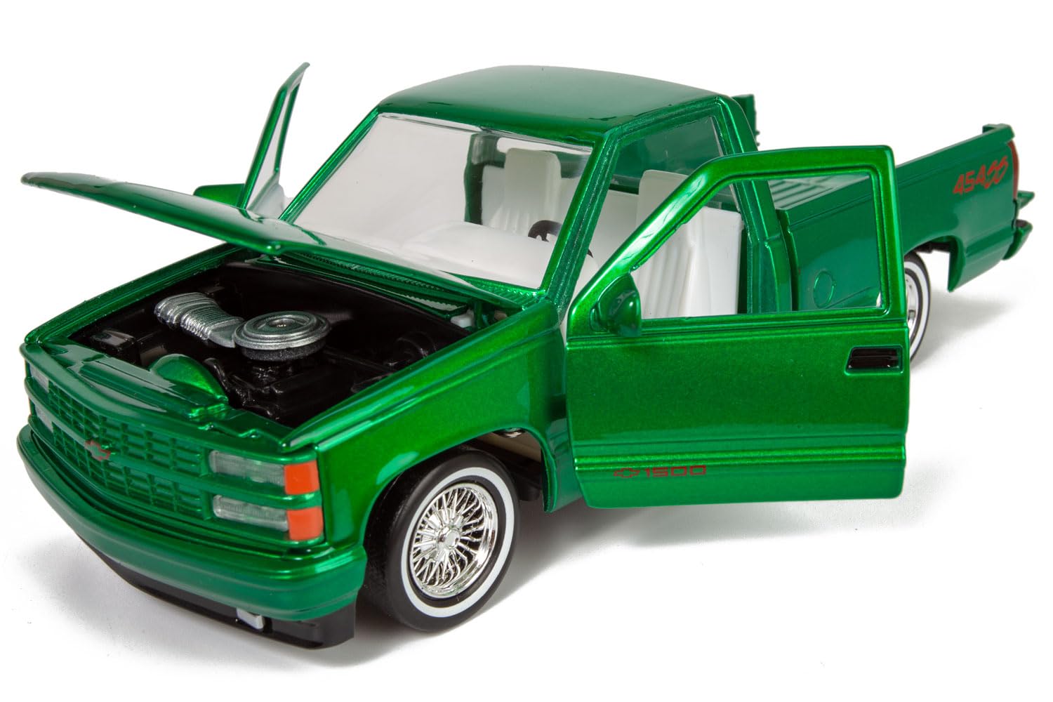 All Star Toys 1992 Chevy 454SS Pickup Lowrider Truck Candy Green 1/24 Diecast Model Motormax Get Low 79036 Exclusive