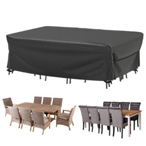 velway patio furniture set cover - heavy duty 420d waterproof weatherproof sofa couch set covers garden dining table chair set cover with reflective tape rectangular 98"l x 78"w x 32"h - black