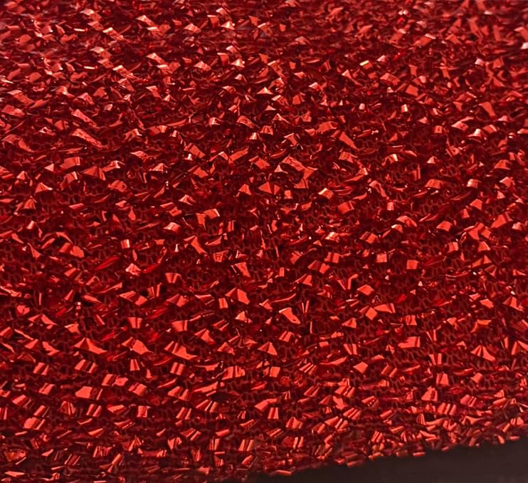 YYCRAFT Sparkling Tinsel Lurex Fabric by The Yard Stretch Metallic Glitter Lametta Shimmer Material 59" Wide 5 Yards, Christmas Decoration