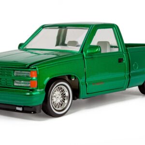 All Star Toys 1992 Chevy 454SS Pickup Lowrider Truck Candy Green 1/24 Diecast Model Motormax Get Low 79036 Exclusive