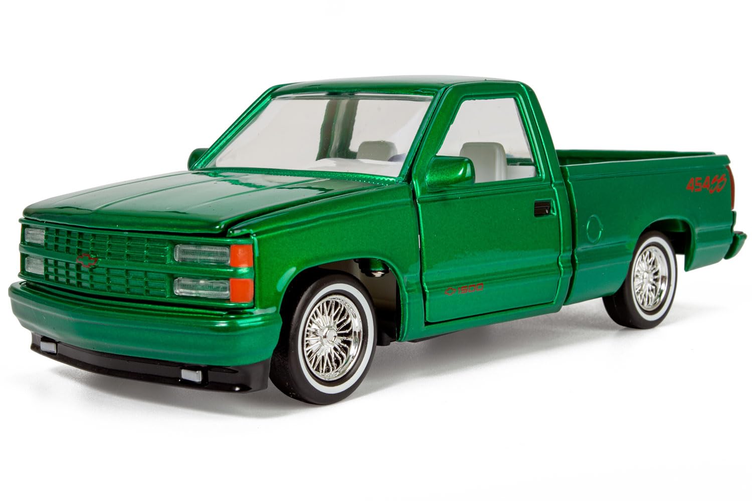 All Star Toys 1992 Chevy 454SS Pickup Lowrider Truck Candy Green 1/24 Diecast Model Motormax Get Low 79036 Exclusive