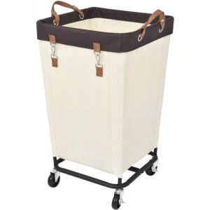 storageworks laundry hamper with wheels, 160l large hampers for laundry rolling laundry basket, dirty clothes hamper for hotel, home, closet, dorm, beige, 1-pack