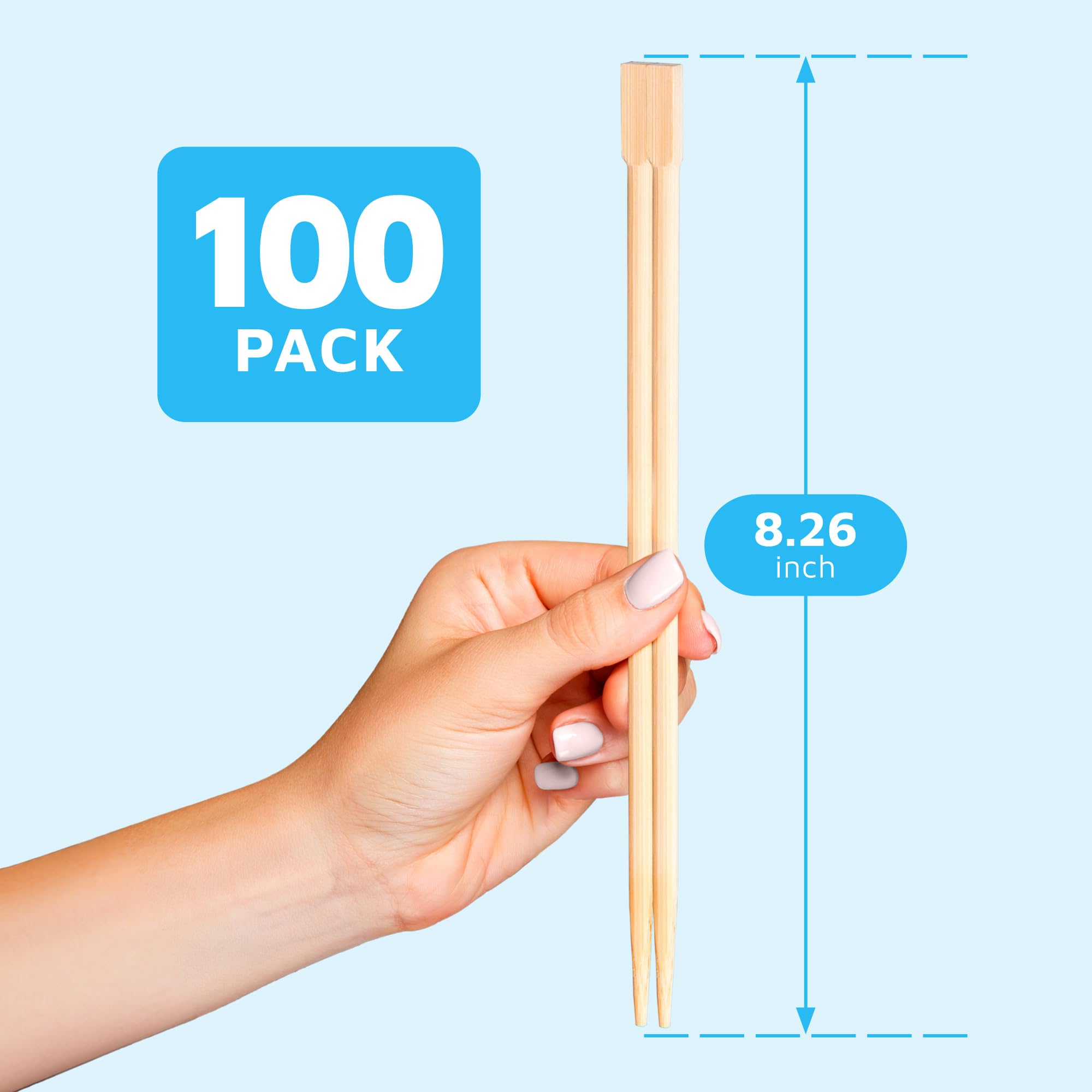 MontoPack Individually Wrapped Twin Chopsticks | Bulk 100 Pack Disposable Wooden Chopsticks | Chinese Bamboo Splinter-Free Party Utensil for Sushi, Rice, Noodles & All Asian, Japanese, Korean Dishes