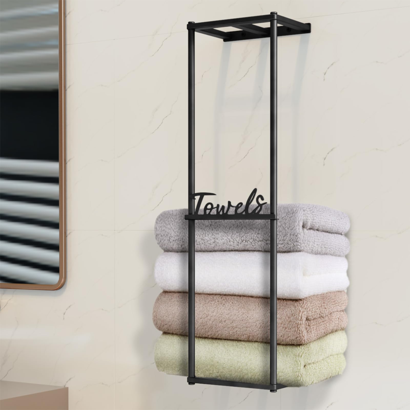 28" Wall Towel Rack for Bathroom Towel Rack Wall Mounted Towel Holder for Rolled Bath Towels,New Upgrade 3 Bars Towel Rack (28" with alphanumeric)