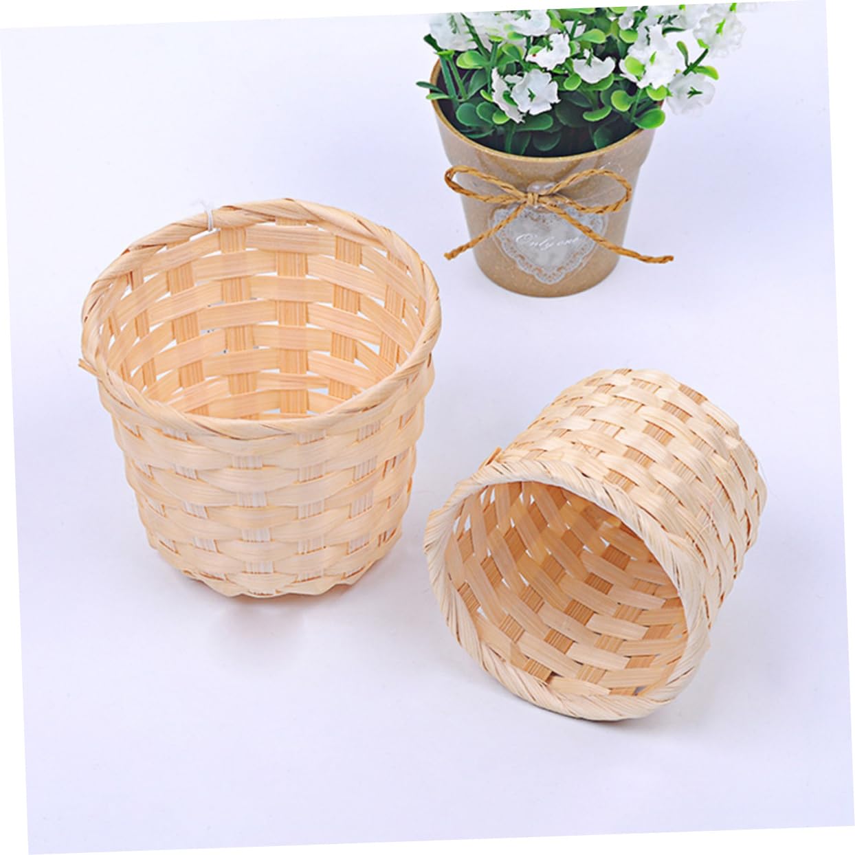 4Pcs Woven Storage Basket Decorative Baskets and Sundries Organizers for Home Natural Wicker Design