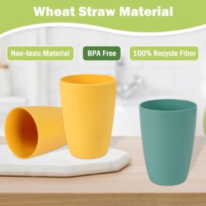 Idealic 12oz Wheat Straw Cups, Unbreakable Drinking Cups Set of 6, Reusable Stackable Tumbler Cups Set, Dishwasher & Microwave Safe Water Cups for Kids, Colorful