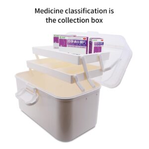 MC MEICHUANG Portable Clear Medicine Box Empty, Family First Aid Dispenser/Art & Crafts Case/Folding Tool Organizer/Multipurpose Storage Container 3-Layers Storage Bin for Family Emergency (White)