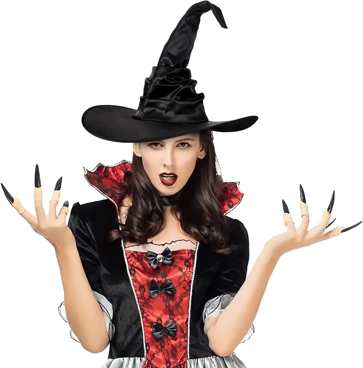 Zhzrche Halloween Witch Hats for Women Large Ruched Witch Hat Thick Ghost Festival Cosplay Prom Decoration Halloween Costume Accessory