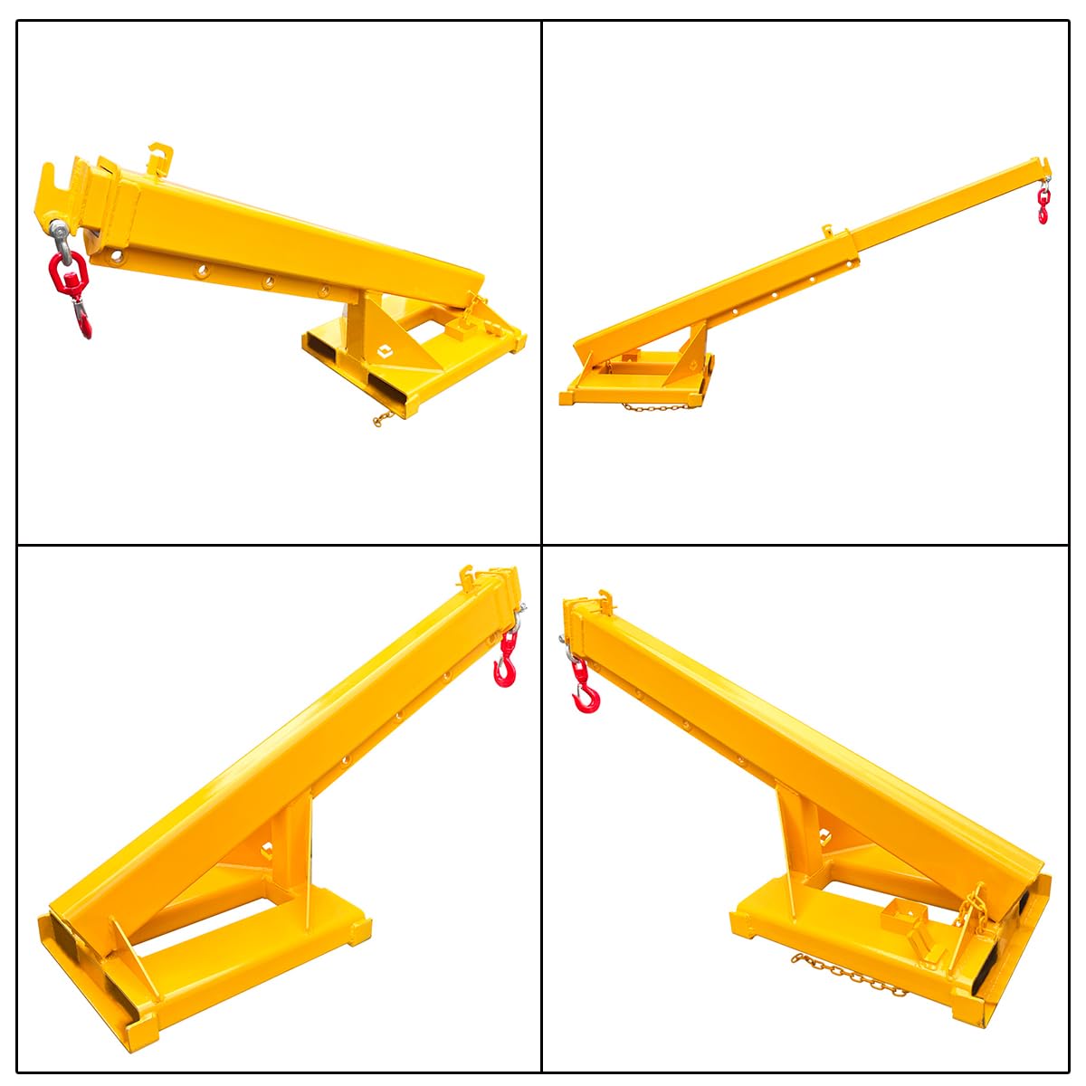 EQCOTWEA 2T/4400LB Adjustable Forklift Jib Boom Crane Mobile Crane Lifting Forklift 63-98" Arm Forklift Telescopic Boom Attachment Forklift Extension Towing Handling Equipment