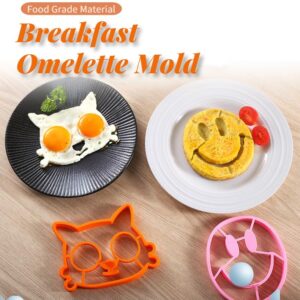 Breakfast Omelette Mold Easy To Clean Custom Silicone Pancake Dog Frog Egg Fired Mould (Yellow-SmileFace)