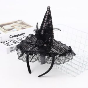 Wgudzpj Halloween Witch Hat for Women Headband Witch Hat Headpiece Party Cosplay Costume Favors Supplies Girls Hats