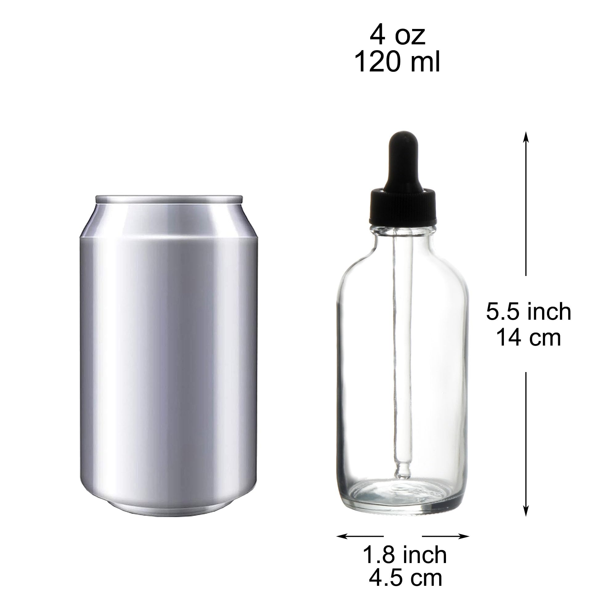 Youngever 16 Pack 4 Ounce Clear Glass Dropper Bottles for Essential Oil