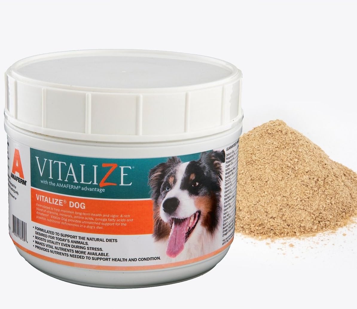 Vitalize Dog Digestive Health Powder - Relief for Constipation, Vomiting & Nausea, Skin & Coat Supplement- Multivitamin Powder with Omega 6, 3 & Biotin & Dog Prenatal Supplement (1 Pound)