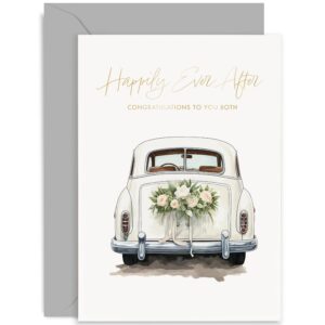 special wedding day card for couple - mr and mrs wedding car card gift - just married card - bride and groom card - wedding card for friends and family | blank inside