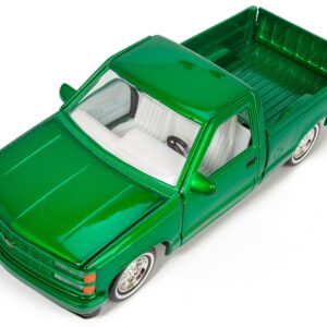 All Star Toys 1992 Chevy 454SS Pickup Lowrider Truck Candy Green 1/24 Diecast Model Motormax Get Low 79036 Exclusive