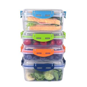 DAYA FASHION Sandwich Containers 4 Pcs - Reusable Airtight & BPA-Free Kitchen Storage Containers - Microwave & Dishwasher Safe 2 Heightened Lunch Box Containers and 2 Normal Size