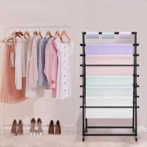 Ribbon Organizer,15 Tier Metal Vinyl Rolls Holder,Double-Sided Christmas Gift Wrapping Craft Ribbon Storage Shelf for Craft Room Cake Shop Flower Store,Tie Scarf Rack Belt Towel Holder