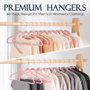 HOUSE DAY Velvet Hangers 30 Pack, Premium Clothes Hangers Non-Slip Felt Hangers, Sturdy Pink Hangers Heavy Duty Coat Hangers, Durable Suit Hangers, Space Saving 360 Rotating Rose Gold Hook