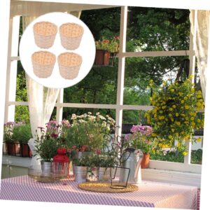 4Pcs Woven Storage Basket Decorative Baskets and Sundries Organizers for Home Natural Wicker Design