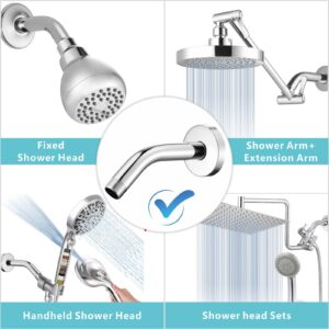 Nuodan Shower Arm with Flange, 6 Inches Wall Mount Replacement Shower Head Arm For Fixed Shower Head and Handheld Showerhead, Chrome