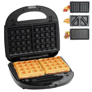 aayujup waffle iron sandwich maker：3 in 1 mini waffle maker with removable plates waffle irons non-stick waffle cone maker waffle machine for waffle grill sandwich