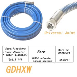 GDHXW 50FT Airless Paint Spray Hose Double Layer Braided Wire Upgraded 8500 PSI High Pressure Flexible Nylon Tube Universal Paint Sprayer 1/4 inch