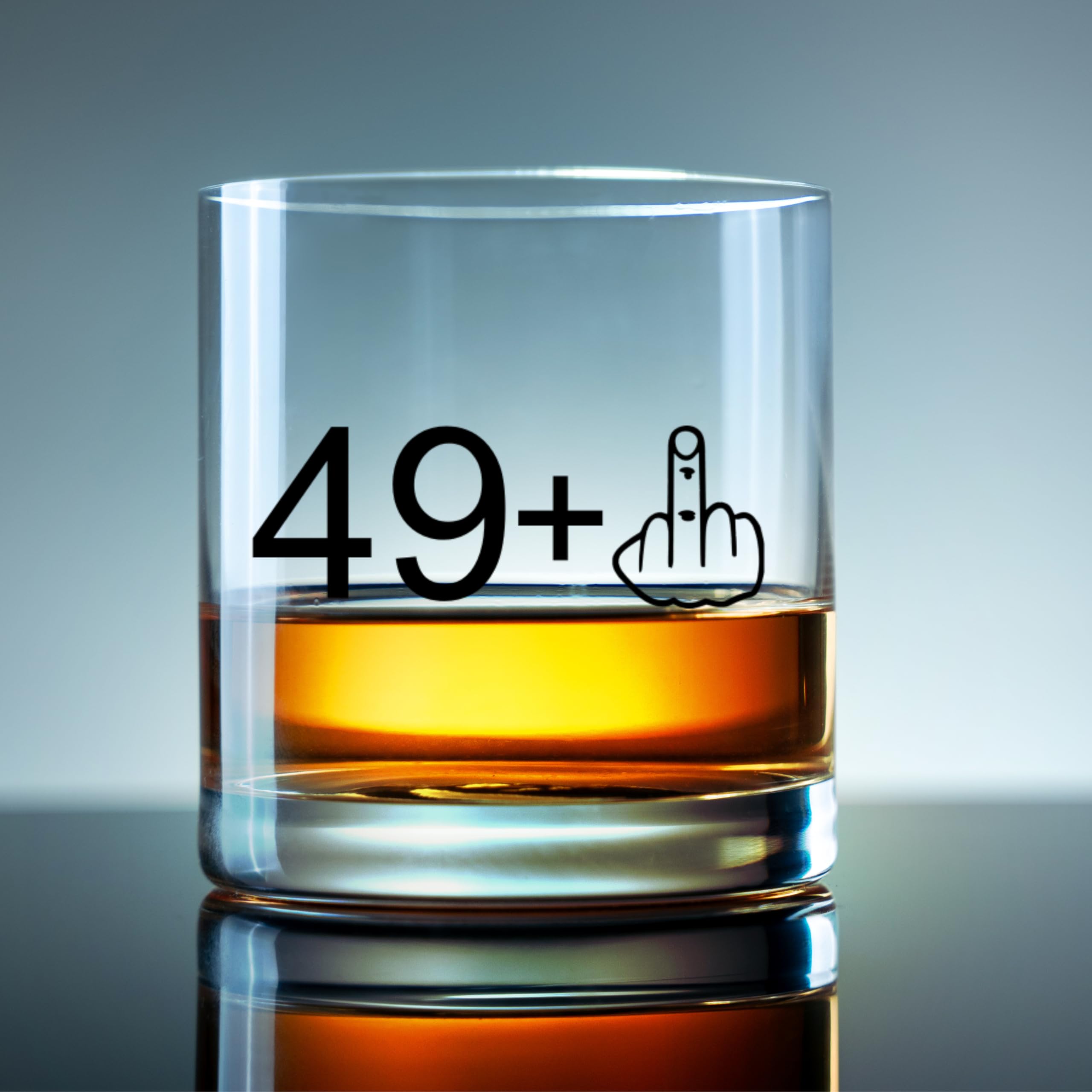 49+1 50th Birthday Whiskey Glass - Funny Whiskey Glasses and Bourbon Gifts for Men - Ideal Stocking Stuffer, 50th Birthday Gift for Him, or Anniversary Present for Husband - Printed in the USA