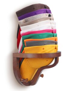 toinsix hat rack for baseball caps - hat organizer holds up to 30 caps storage, wooden ball cap holder racks for wall and door, no-drilling mount (brown)