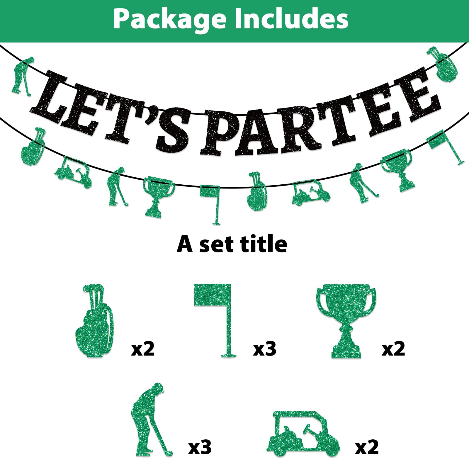 Golf Birthday Banner Let's Partee Golf Themed Party Decorations Golf Party Supplies for Lets Partee Banner Golf Happy Birthday Party Adults Kids Baby Shower Hanging Swril Decor