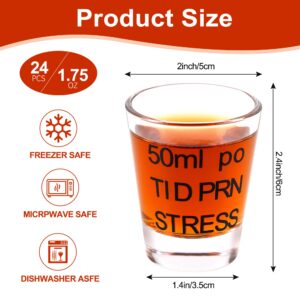 Kolewo4ever 24 Pieces Funny Nurse Shot Glasses Nurse Week Gift Pharmacy Technician Gifts for Women Men 1.75 oz Prescription Shot Glass for Nursing School Student Graduation Nurses Day (Style-1)