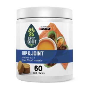 everroot by purina hip and joint dog supplements soft chews - 10.6 oz. canister