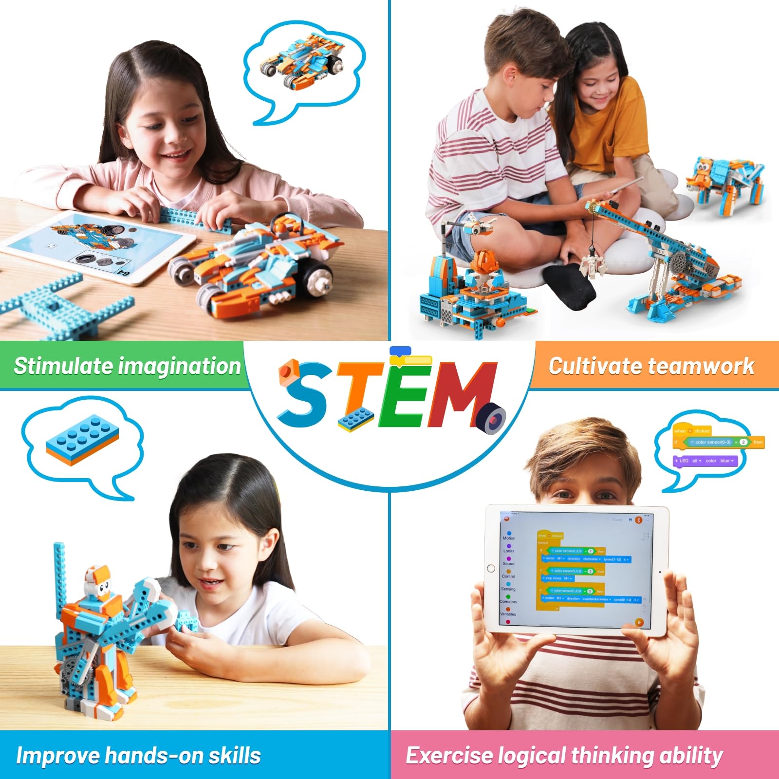 Apitor Robot S Robot Building Kit, 10 in 1 Programmable APP RC Robot/Car Robotics Coding Kit, STEM Projects Educational Birthday Gifts for Boys Girls Kids Aged 7-12 (389 Pcs)