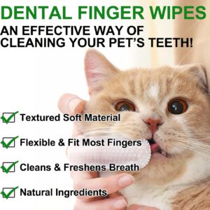 SDJUFEI 50Pcs Teeth Cleaning Wipes for Dogs & Cats, Dog Breath Freshener Dental Finger Wipes, Dog Dental Care Wipes Helps Wipe Away Plaque & Tartar - Freshens Breath, No-Rinse Dog Finger Toothbrush