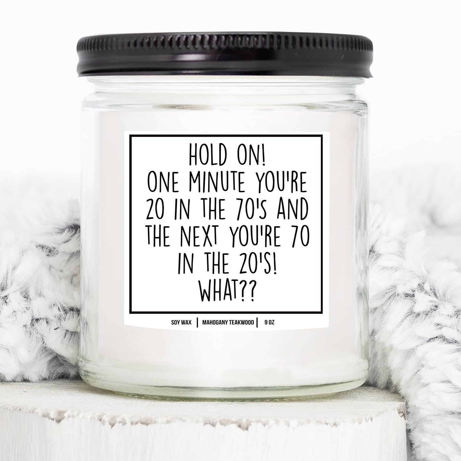 YouNique Designs 70th Birthday Candles for Home Scented Candle 9oz - 70 Year Old Birthday Gifts for Women, 70th Birthday Gifts for Men, 70 Year Old Woman - 70 Birthday Candles (Lavender & Vanilla)