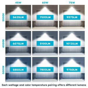 LUXRITE Slim Outdoor LED Wall Pack Light with Dusk to Dawn, Semi Cutoff, 45W-75W Tunable, 10125LM, 3CCT 3000K-5000K, IP65, 120-277V, UL, DLC - Commercial Warehouse Building Security Lighting (2 Pack)