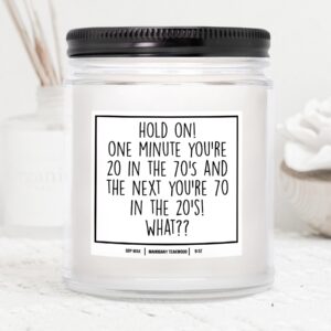 YouNique Designs 70th Birthday Candles for Home Scented Candle 9oz - 70 Year Old Birthday Gifts for Women, 70th Birthday Gifts for Men, 70 Year Old Woman - 70 Birthday Candles (Lavender & Vanilla)