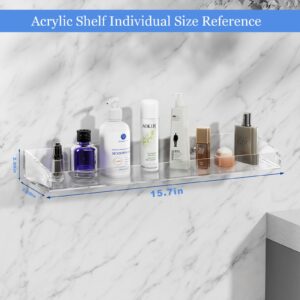 KATASKI Acrylic Bathroom Shelves,15.7inch Acrylic Shelf Transparent Wall Mounted，No-Drill Thick Clear Storage and Display Shelf, Floating Shelves.Transparent 2 Pack