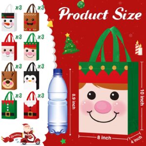 Clysee 24 Pcs Christmas Gift Bags with Handles 10 x 8 x 4 Inch Reusable Christmas Bags Multifunctional Non Woven Christmas Gift Doll Bags Wrapping Christmas Party Favors for Holiday Xmas Gifts