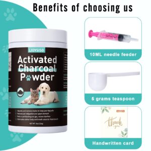 Activated Charcoal for Dogs -Pet First Aid Kit Detox Powder 8oz - for All Pets & Livestock - Poisoning, Diarrhea, Gas Relief