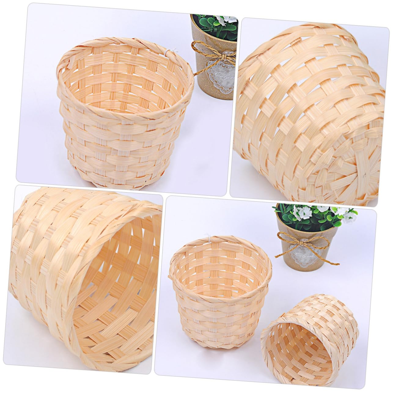 4Pcs Woven Storage Basket Decorative Baskets and Sundries Organizers for Home Natural Wicker Design