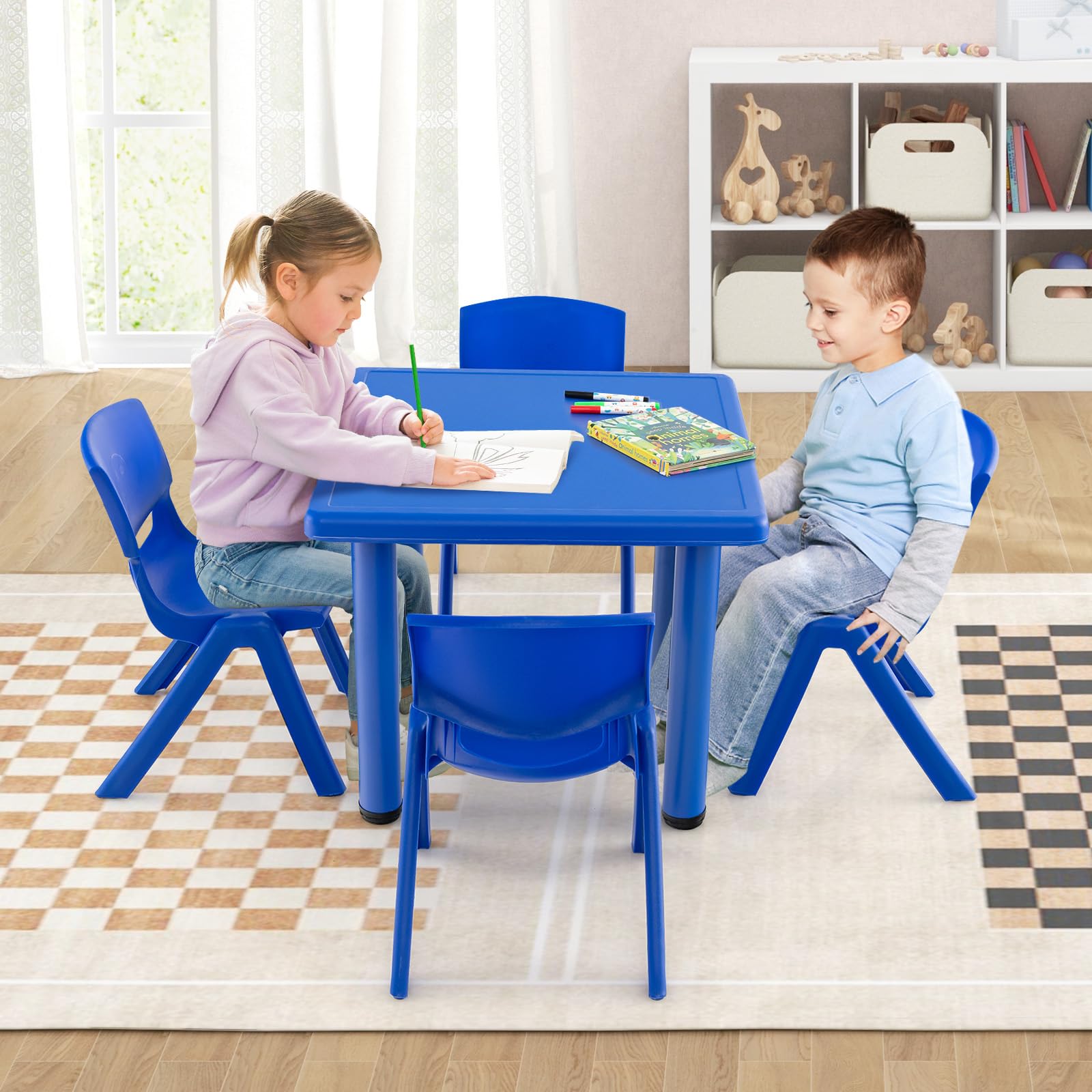 Axidou 24''W x 48" L Kids Table - Versatile Activity Table for Toddlers 1-8 Years Old - Sturdy Craftsmanship - Toddler Play Learning Table - Kids Table for Daycare, Classroom, Home