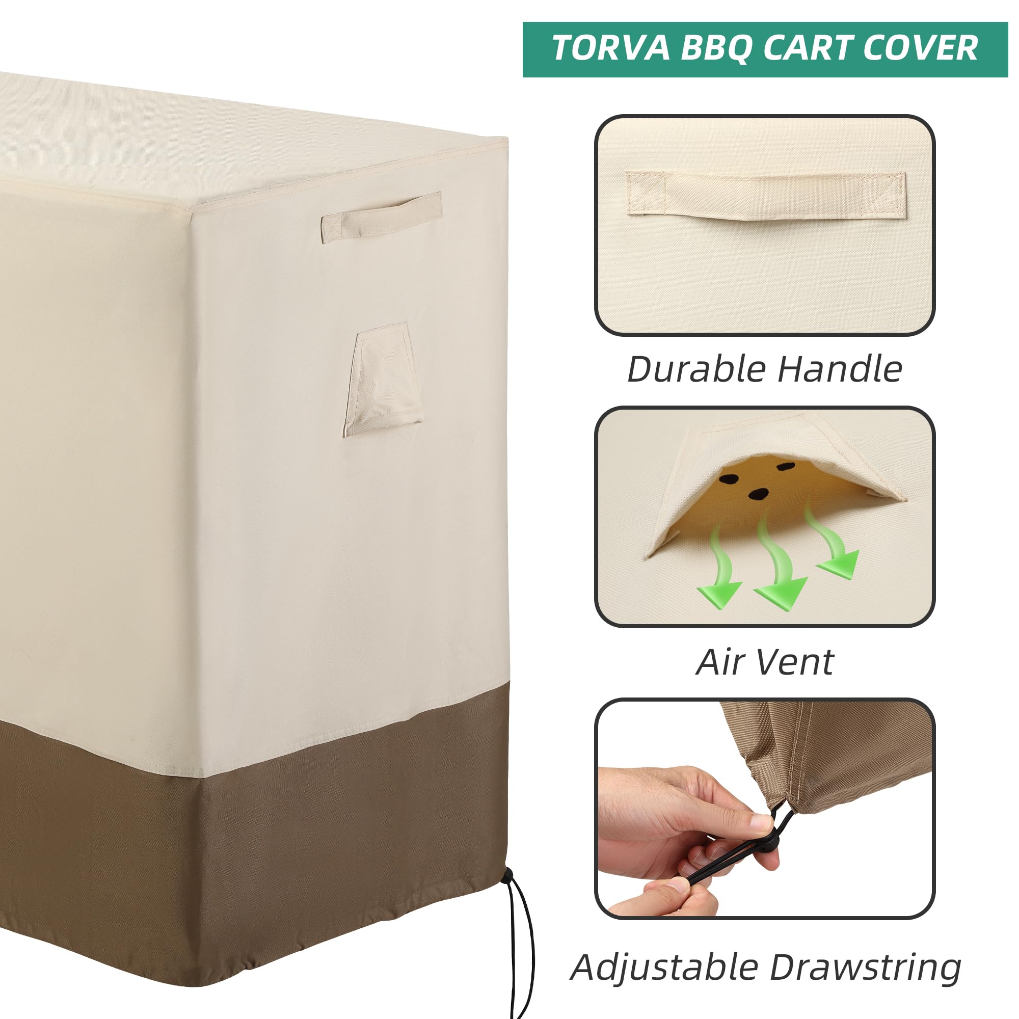 TORVA Cover for Outdoor Prep Table,600D Heavy Duty & Waterproof Cover for BBQ Grill Cart -40x22x33inch