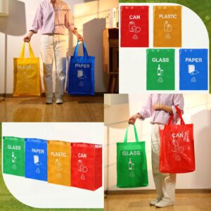 Clysee 4 Pcs Recycling Bin Bags Separate Recycle Bin Waterproof Waste Baskets Recyclable Waste Trash Sorting Organizer for Home Office Kitchen Can, Paper, Plastic and Glass